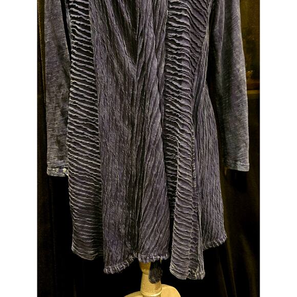 Jess & Jane Navy Mineral Wash Contrast Grooved Stitching Cardigan Jacket, SMALL - Picture 3 of 6